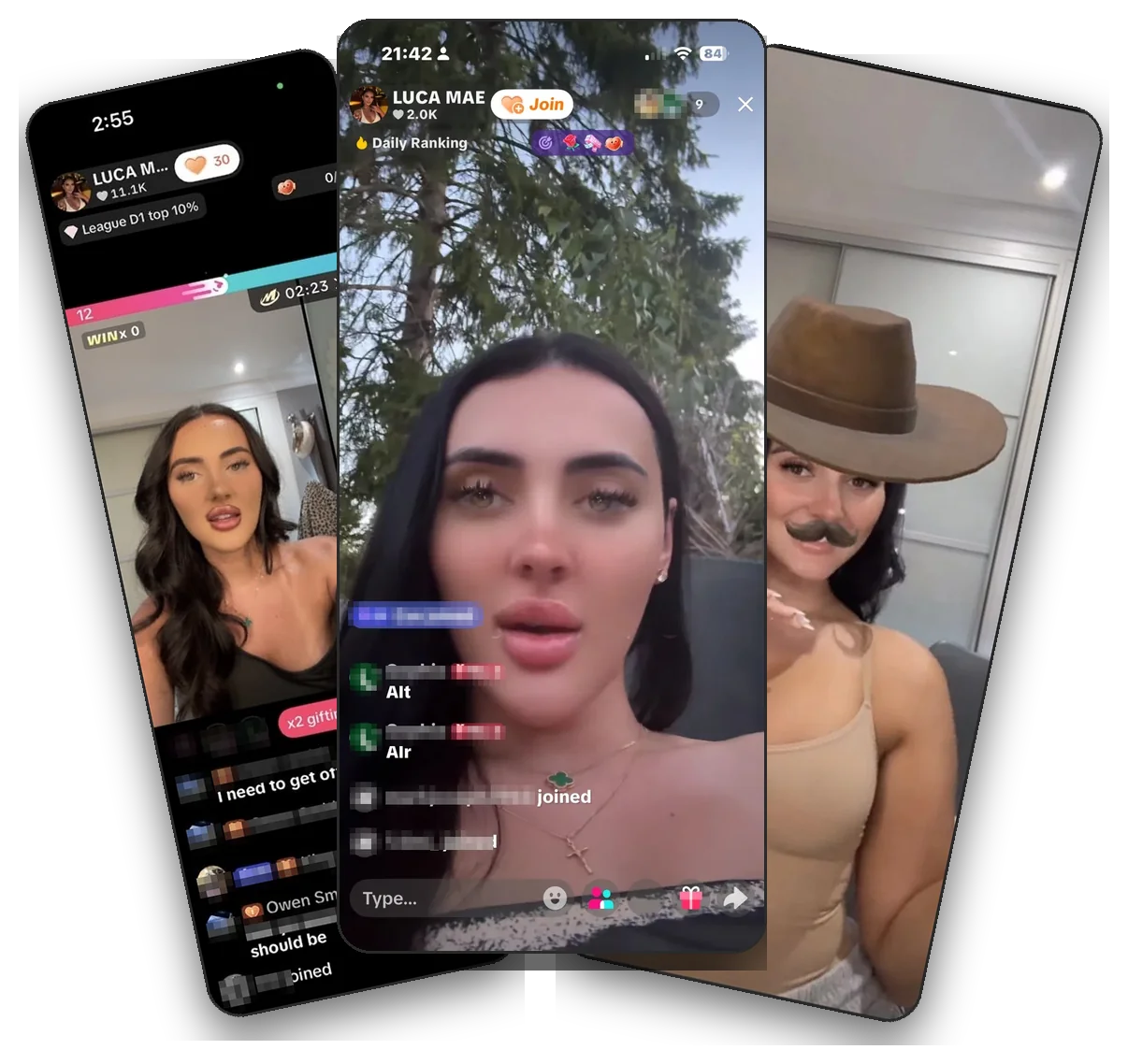 Luca Mae Joseph's TikTok LIVE journey — screenshots from her streams